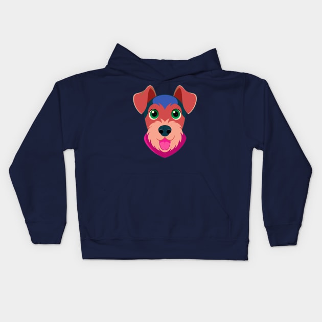 Airedale Terrier Dog Face Kids Hoodie by ravensart
